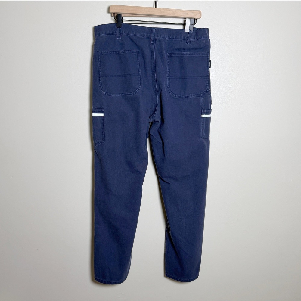 oobe Mens 100% Cotton Pants 38/34 Blue Canvas Utility Carpenter - Picture 4 of 10